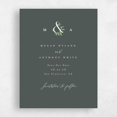 Dark Seaweed, Green Wedding Save the Date - Jackson Portrait