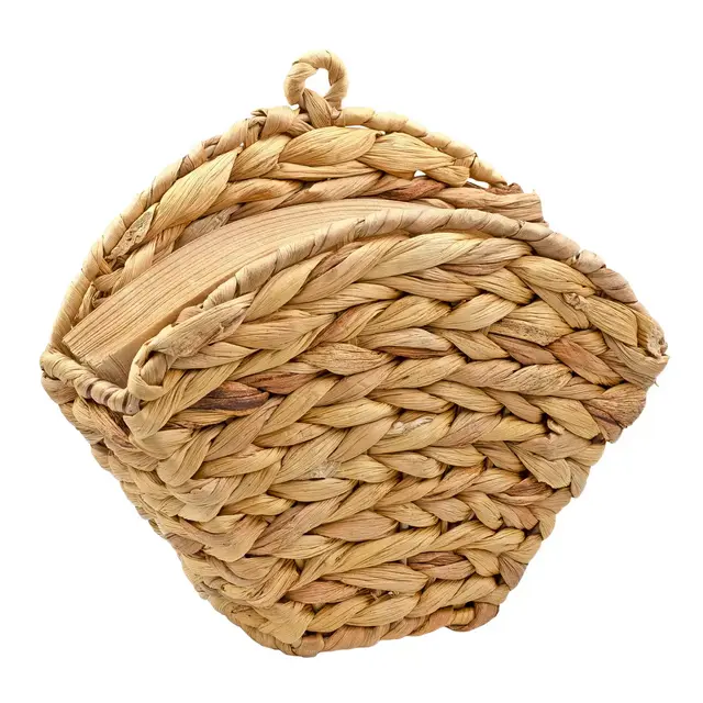 AuldHome Design Cone Coffee Filter Holder, Water Hyacinth Woven Filter Storage Container, Rustic Farmhouse Style