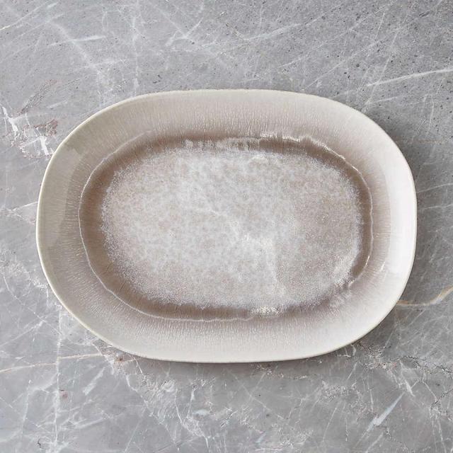 Caspian Grey Reactive Glaze Oval Platter