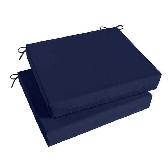 Basic Beyond Outdoor Chair Cushions Set of 2, Waterproof Outdoor Cushions with Ties, Square Corner Patio Furniture Cushions, 18.5"x16"x3", Navy