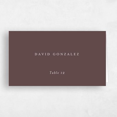 Chocolate, Brown Wedding Place Card - Jules