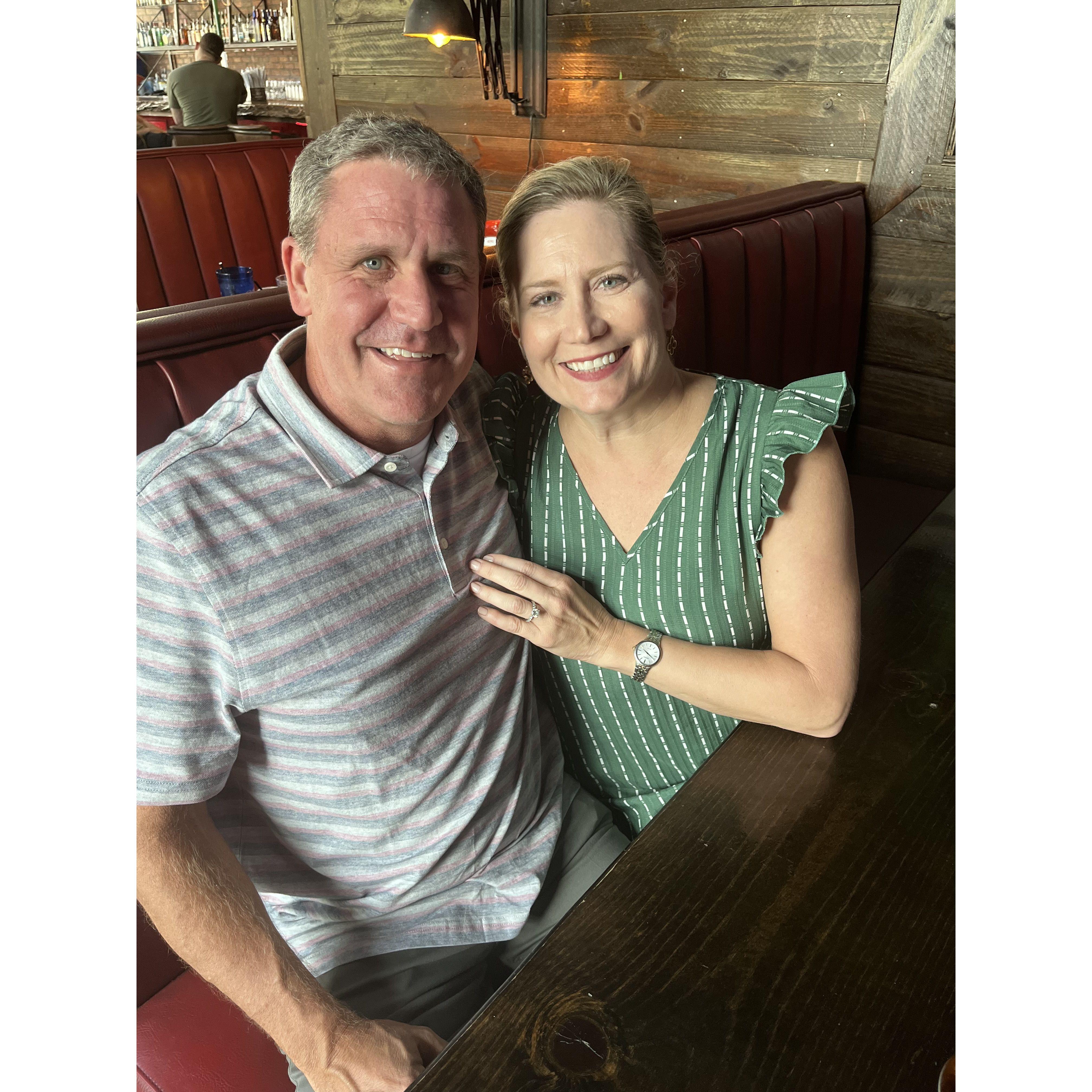 We went to brunch in Charlotte to celebrate our engagement with Anna and Trent. This is our first official picture!