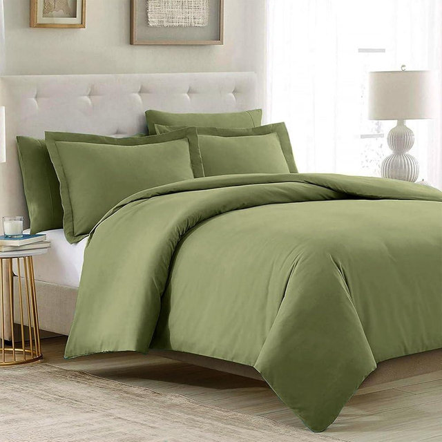 Mellanni Duvet Cover Set - 3 PC Iconic Collection Bedding Set - Hotel Luxury, Extra Soft & Cooling - Microfiber - Button Closure and Corner Ties (Twin, Sage)