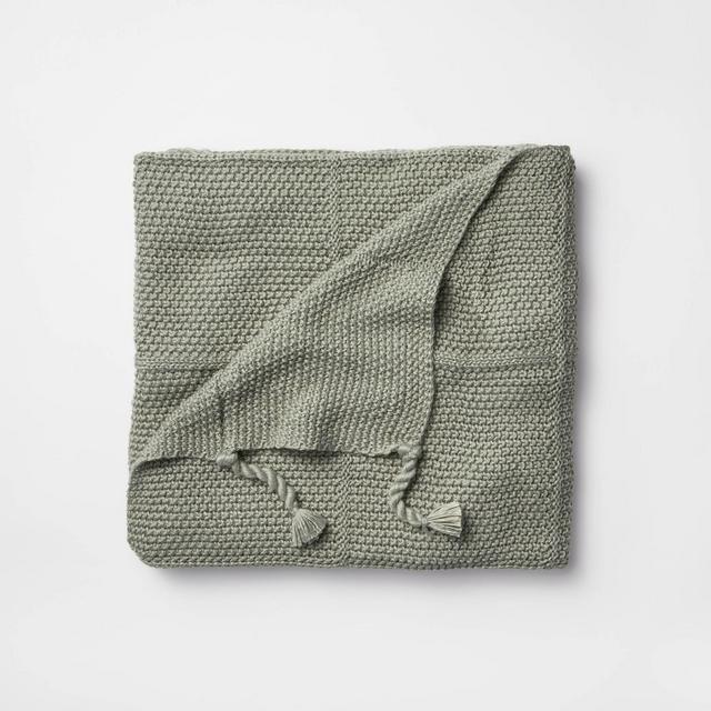 Brooklyn Loom Marshmallow Sherpa Blanket - Olive Green - Full/Queen
