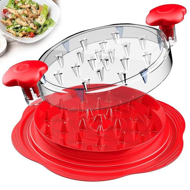 SURETIVIAN Chicken Shredder Large Chicken Breast Shredder Tool Twist with Brush&Fork, Visible Meat Shredder Machine, Anti-Slip Strip, Ergonomic Handle, BPA Free, Suitable for Pork Beef Chicken(Red)