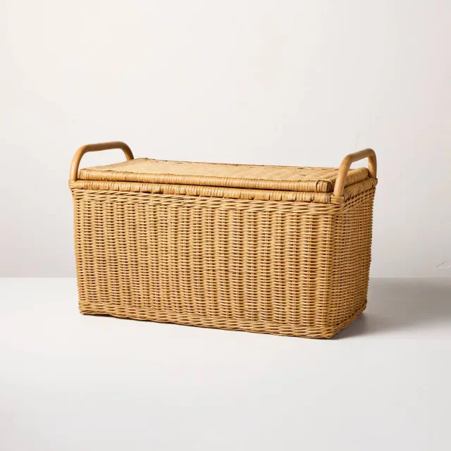 Large Rattan Storage Basket with Lid  - Hearth & Hand™ with Magnolia