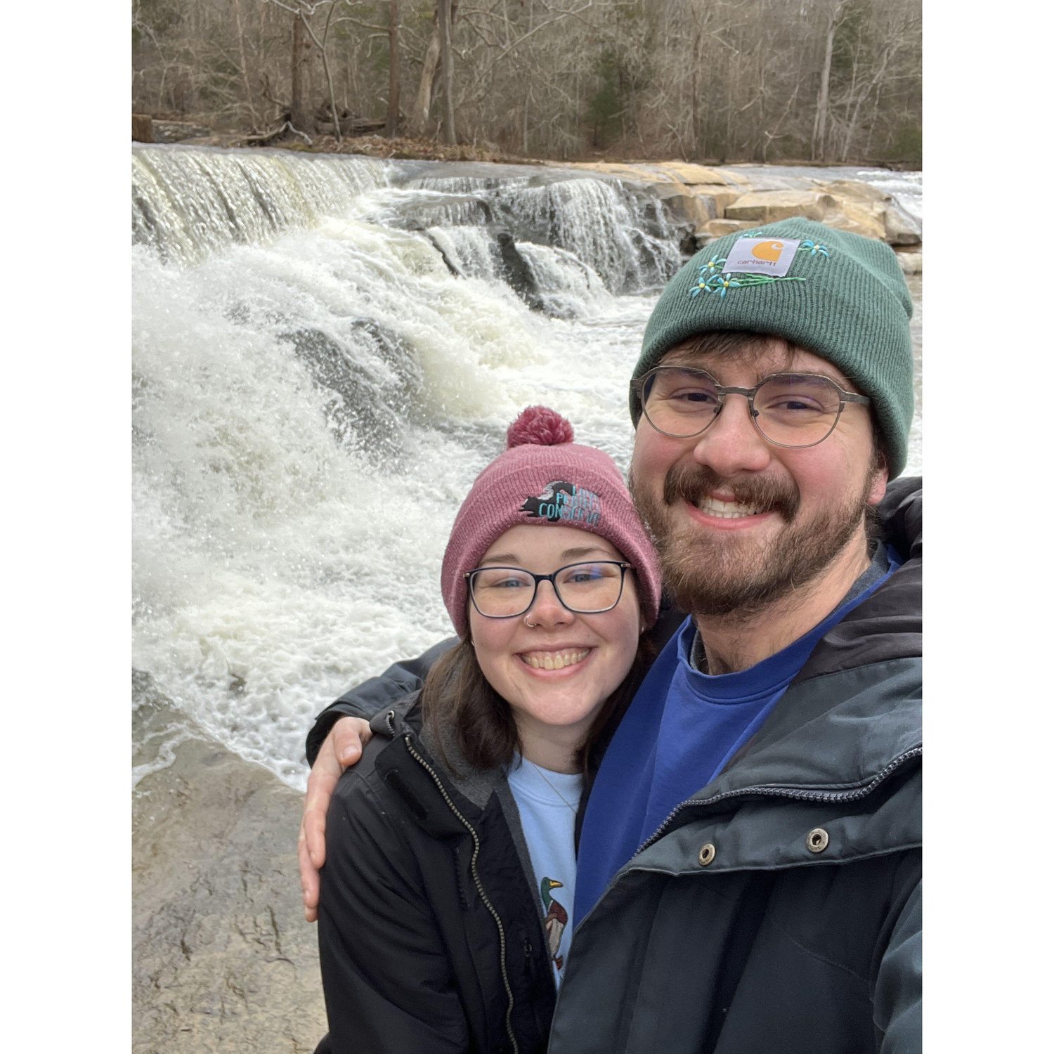 We got engaged during a trip to South Carolina at this waterfall.