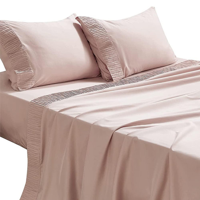 Bedsure King Size Sheets Sets Pink - Soft 1800 King Bed Sheets, 4 Pieces Microfiber Sheets for King Size Bed