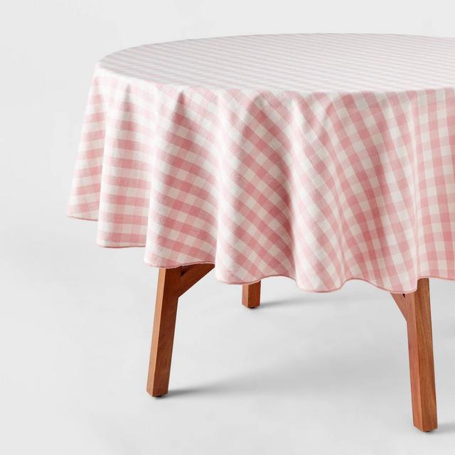 70" Round Gingham Table Cloth Light Pink - Threshold™
