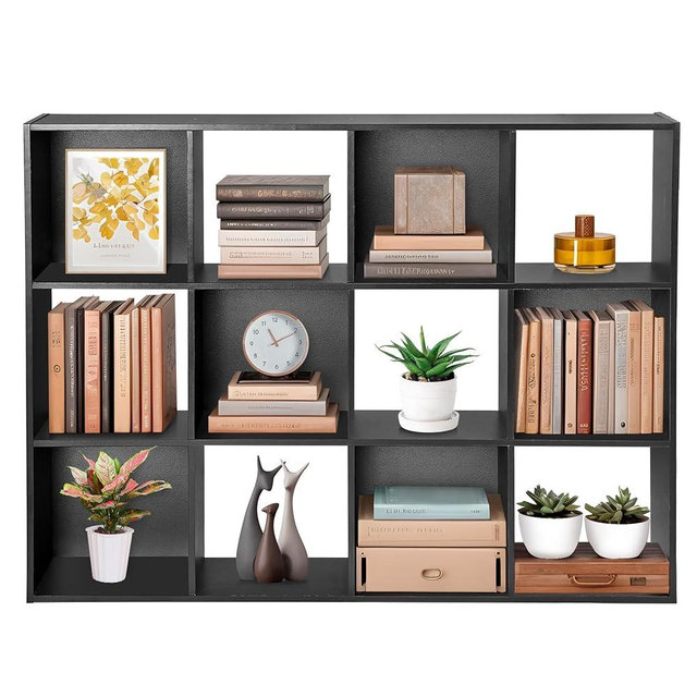 ZenStyle 12 Cube Storage Shelf Organizer Bookshelf with Open Back Closet Cabinet, DIY Plastic Modular Book Shelf for Organizing Closet Bins