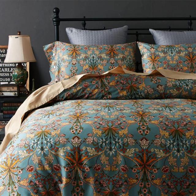 Floral Queen Size Comforter Set for Queen Bed Farmhouse Boho Bedding Comforter Sets Fluffy Lightweight Flowers Plants All Season 3 Pieces Comforter Queen with 2 Pillow Shames