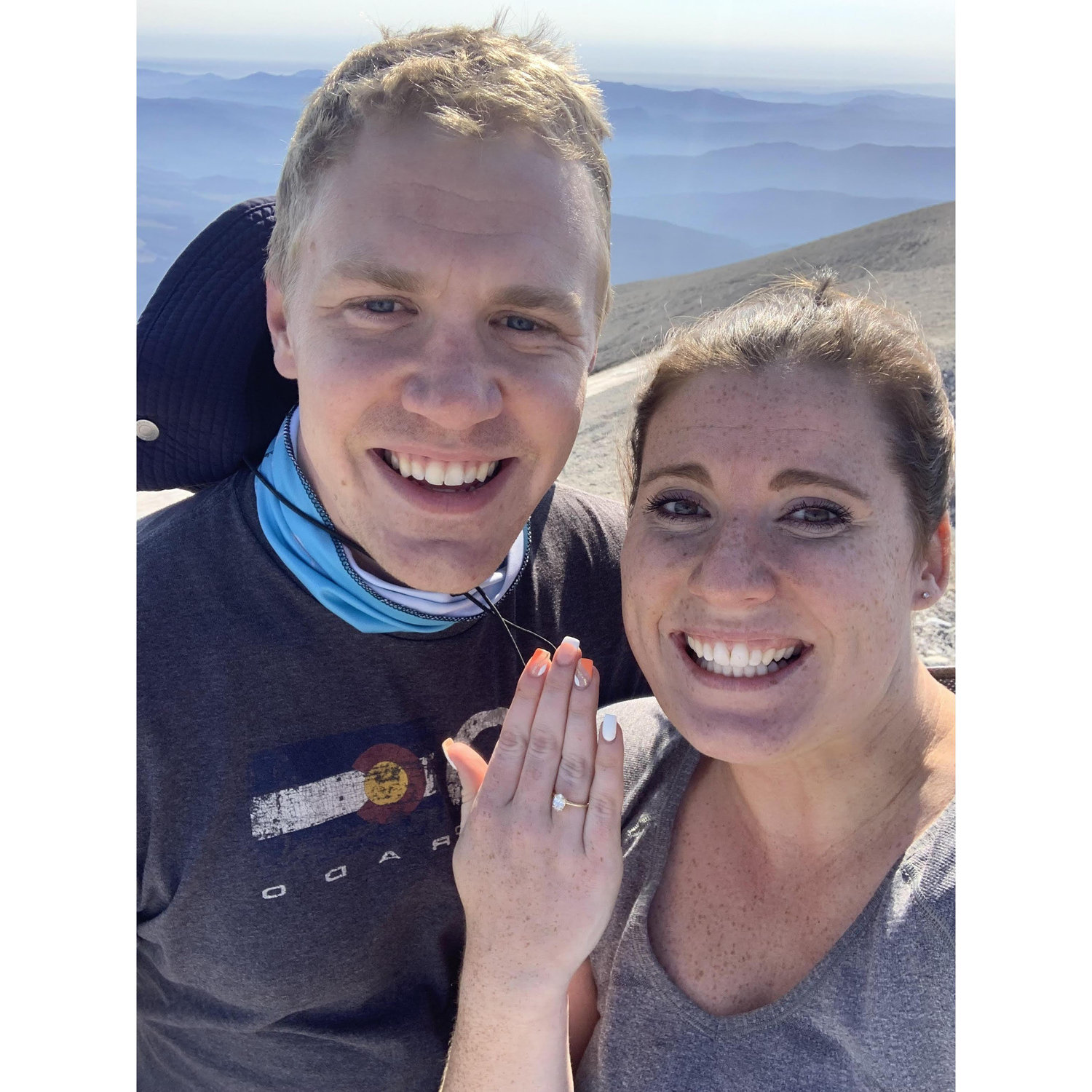 2022 - At the top of Mt. St. Helens just after getting engaged! One of the hardest, most unique and memorable hikes we have done.