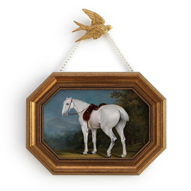 Zelvix Gold Framed Canvas Wall Art Vintage Decor, Horse Classical Oil Painting Prints,8"x12" Picture Frame With Accessories for Living Room Bathroom Kitchen