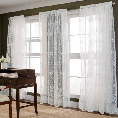 JCPenney Home™ Shari Lace Rod-Pocket Sheer Panel WHITE