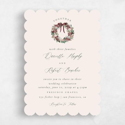 Beige Scalloped Wedding Invitation - Bryn Classic