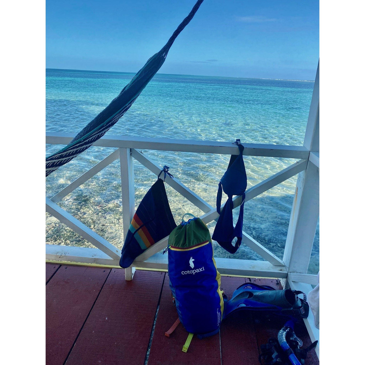 The view from our cabana on the Cayes.