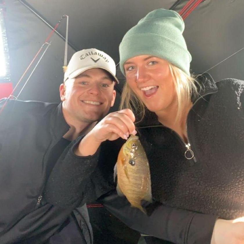 February 12, 2021
I dropped his phone in the ice fishing hole shortly after this picture was taken and he still kept me around!!