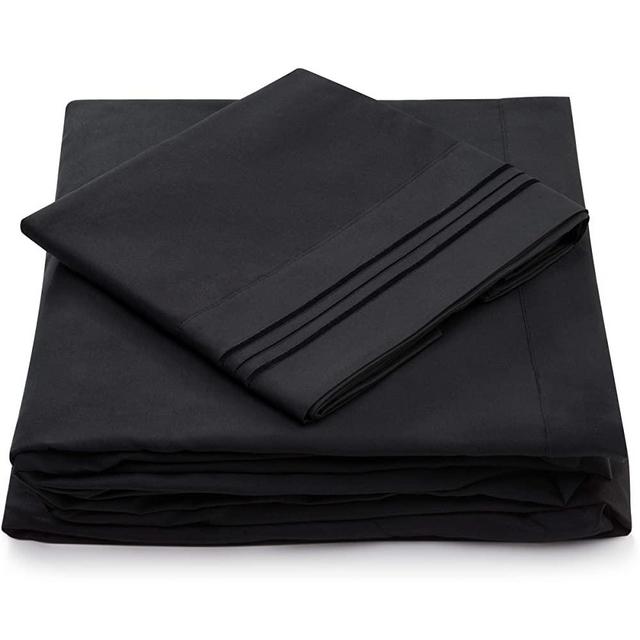 Full Size Bed Sheets - 4 Piece - Full Sheet Set - Deep Pocket - Silky Soft Hotel Luxury Bedding - Hypoallergenic - Wrinkle, Fade & Stain Resistant (Full, Black)