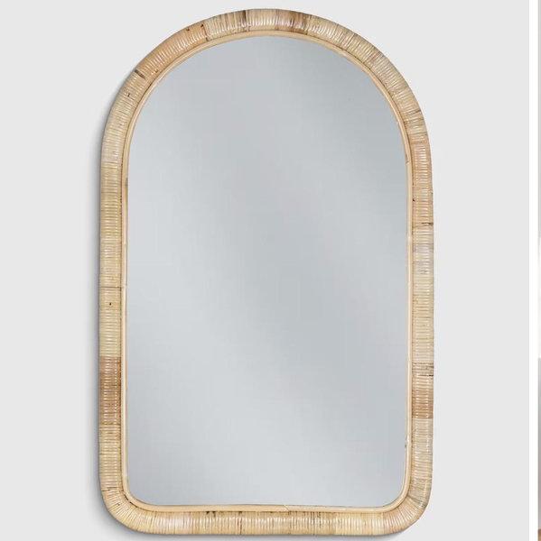 Quince Rattan Arched Wall Mirror - Natural