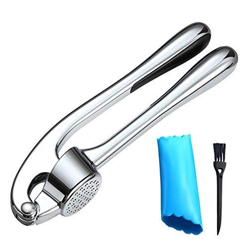 Garlic Press, KITHELP garlic Crusher With Silicone Roller Peeler – Professional Grade, Clean Brush, Dishwasher safe, Rust-proof, Stainless Steel Mincer