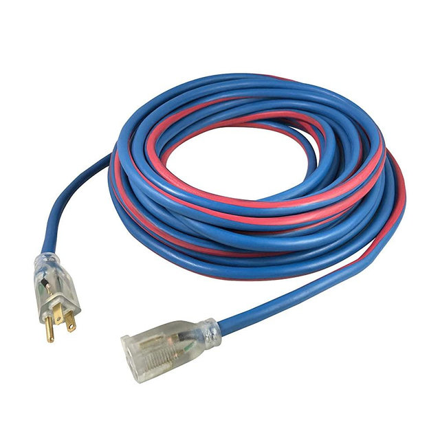US Wire 99025 12/3 25-Foot SJEOW TPE Cold Weather Extension Cord Blue with Lighted Plug