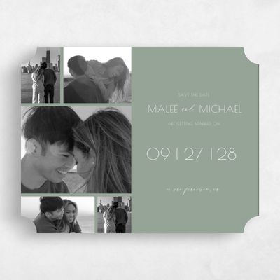 Green Ticket Wedding Save the Date - Fountaine Multiphoto