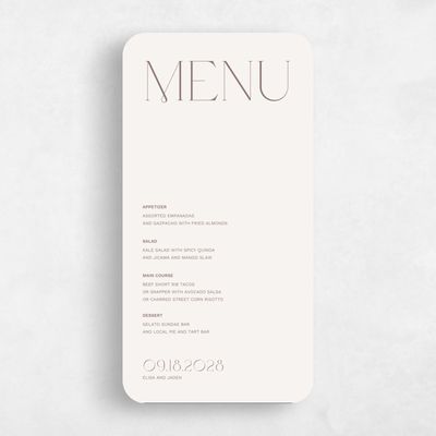 Beige Rounded Wedding Menu - Garnet