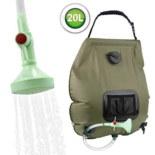 KIPIDA Solar Shower Bag,5 gallons/20L Solar Heating Camping Shower Bag with Removable Hose and On-Off Switchable Shower Head for Camping Beach Swimming Outdoor Traveling Hiking