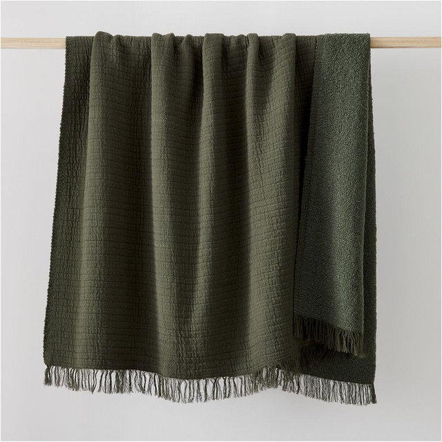 Boucle Gauze Throw, 50x60, Dark Olive