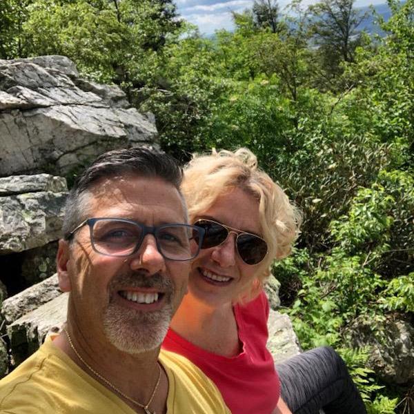 Michael enjoys the cliffs at Hawk Mountain. Sherry enjoys Michael’s firm grip at Hawk Mountain!