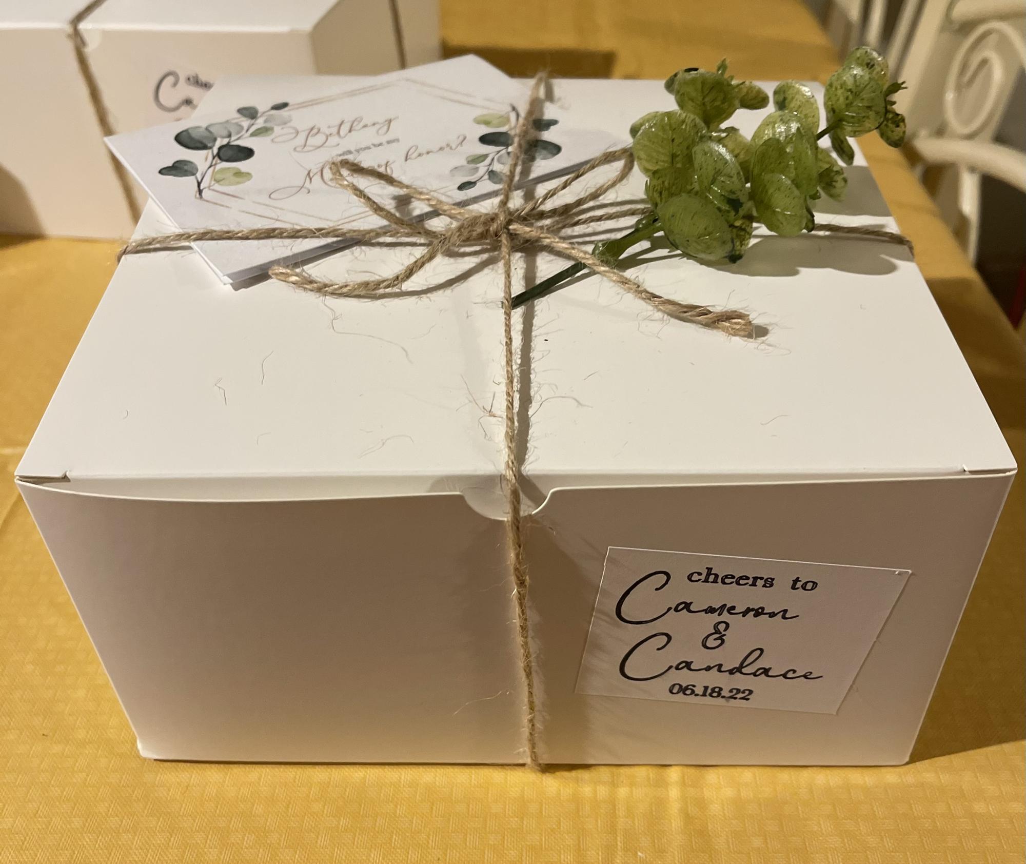 The outside of the Bethany's bridesmaid proposal box.