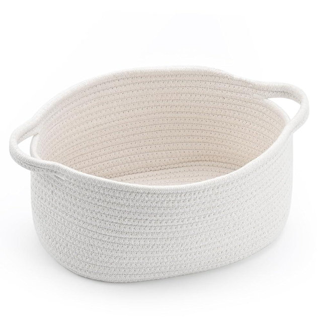 Happyiren Cute Woven Storage Basket with Handle, Baskets for Gifts Empty, Gift Boo Baskets for Halloween Birthday Baby Shower Burr, Decorative Organizer Box for Baby Toy Pet, 13" D x 8" W x 6" H