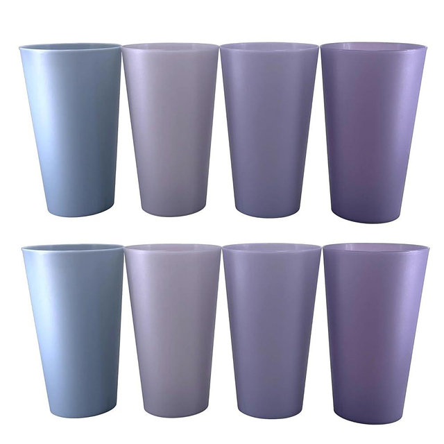 WEXINHAO 32 oz Plastic Cups Reusable, Unbreakable Plastic Tumblers set of 8, BPA Free Durability & Dishwasher Safe Eco-Friendly Drinks Cup for Kitchen, Home, Office, Outdoor (Grey Stone)