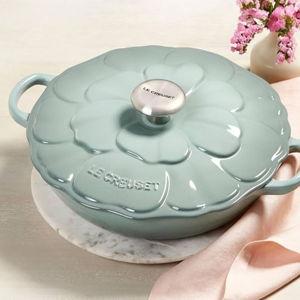 Le Creuset Signature Enameled Cast Iron Petal Braiser, 2.25qt., Sea Salt