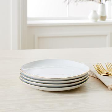 Organic Shaped Porcelain Salad Plates - Gold Rimmed