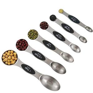 Kingware Home Magnetic Measuring Spoons, 18/10 Stainless Steel Set of 6 for Measuring dry and Liquid Ingredients