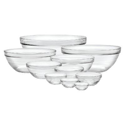 Duralex 10pc Glass Stackable Bowls - Clear