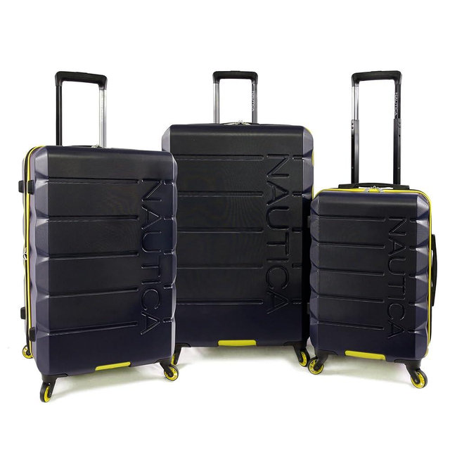 NAUTICA Lightview 3pc Hardside Luggage Set, Navy/Yellow