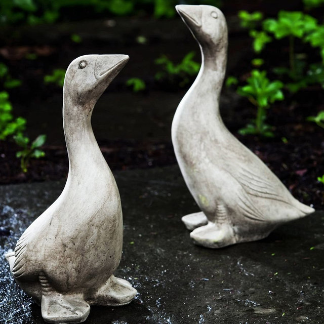Handcrafted Cast Stone Goose Garden Object