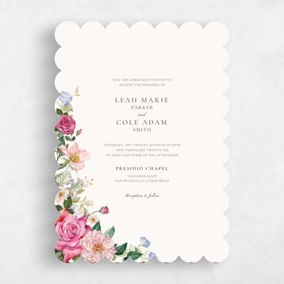 Beige Scalloped Wedding Invitation - Trellis Classic