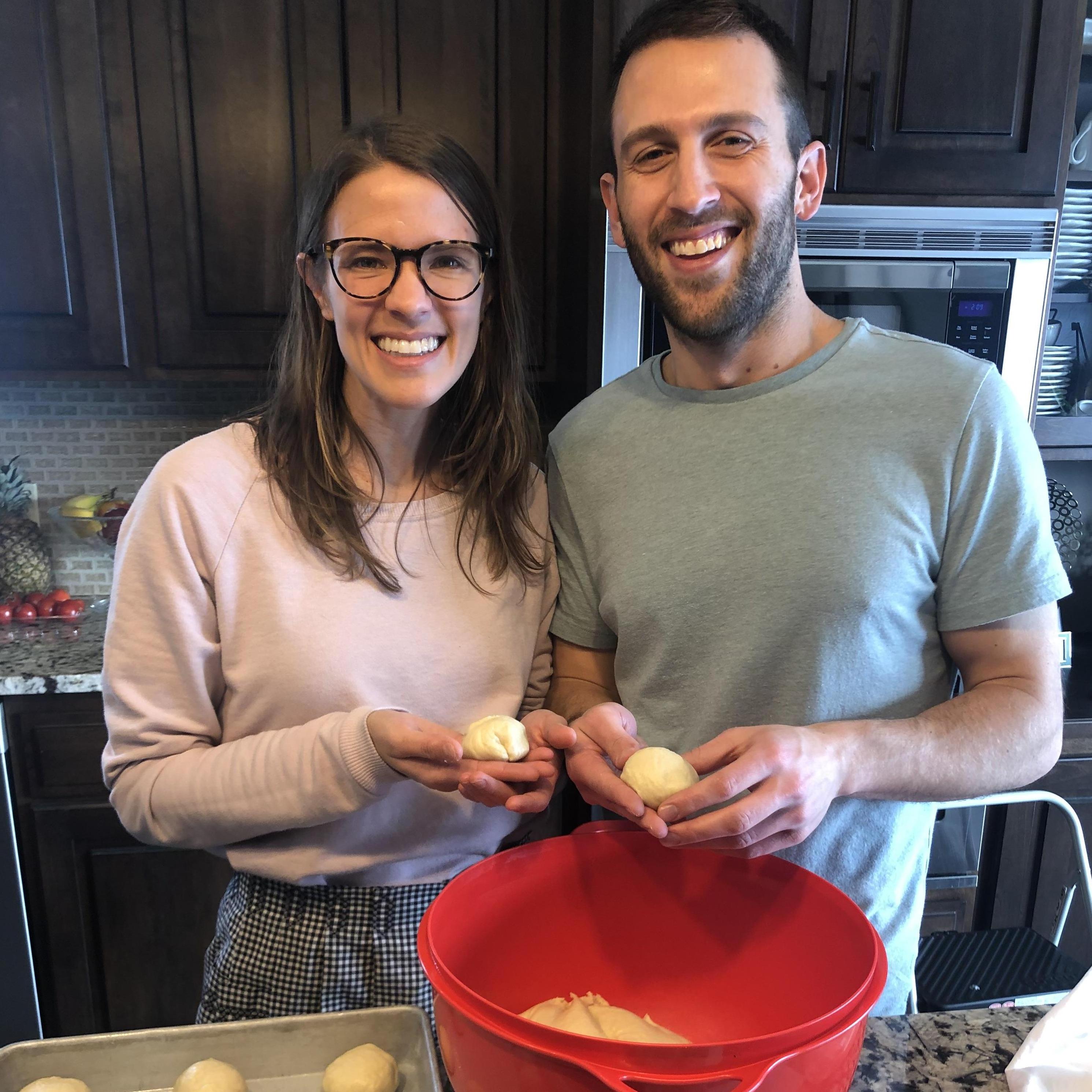 We made Laura's (Pete's mom) special challah bread for thanksgiving dinner at my parents house. Laura taught me how to make it one day. Ours didn't turn out quite as good as hers but still yummy!