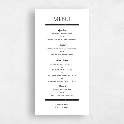 Black Wedding Menu - Metropol