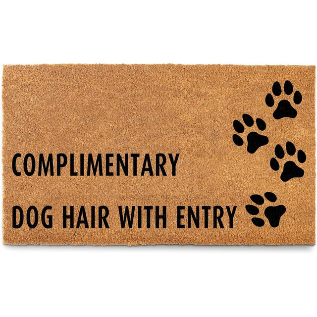 heigudan Complimentary Dog Hair Faux Coir Doormat 17x30 Inch Non-Slip Welcome Mat for Front Door Indoor Outdoor Decor