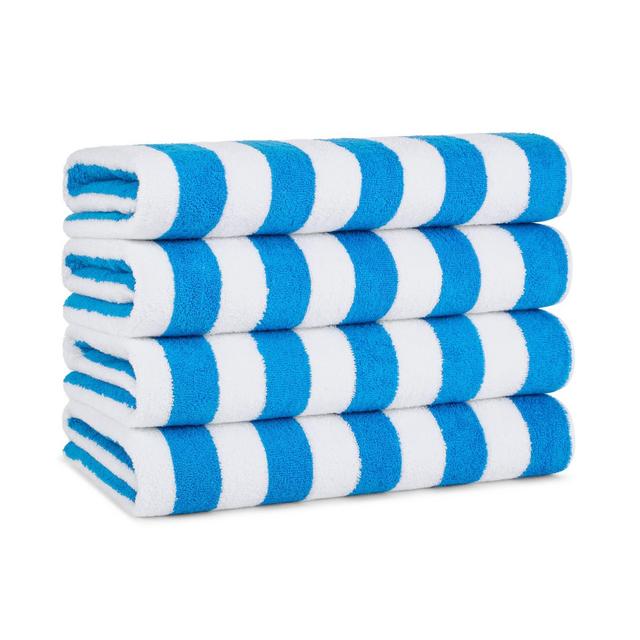 Arkwright Home California Cabana Beach Towel (4 Pack, 30x70 in.), Striped, Soft Ringspun Cotton, Oversized Cabana Pool Towel