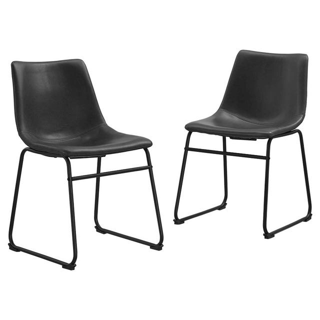 Set of 2 Faux Leather Dining Chairs Black - Saracina Home