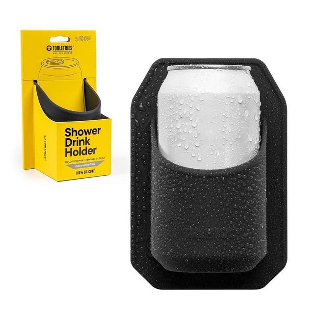 Tooletries - Shower Drink Holder - 100% Silicone Can Holder for Shower Beers or Soda - Happy Hour in The Shower - Silicone-Grip Technology, No Drilling, No Adhesive Needed - Charcoal