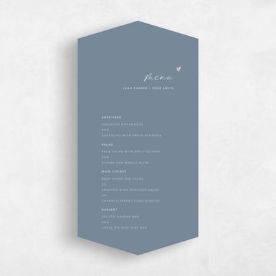 Blue Diamond Wedding Menu - Marley