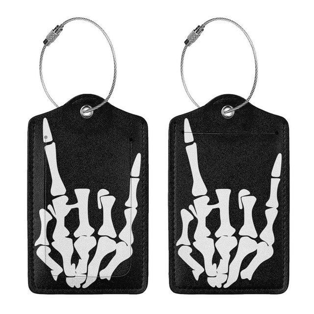 2 Pcs Skull Luggage Tags for Suitcases, Funny Halloween Luggage Tag, Skeleton Hand Decor, Christmas Birthday Gifts for Women Men Uncle Auntie Brother Sister Grandpa Grandma Cruise Ships