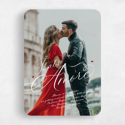 White Rounded Wedding Invitation - Estate Photo