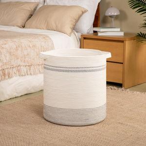 OIAHOMY 80L Laundry Basket Laundry Hamper Cotton Rope Storage Basket With Handles Decorative Woven Basket For Living Room Storag